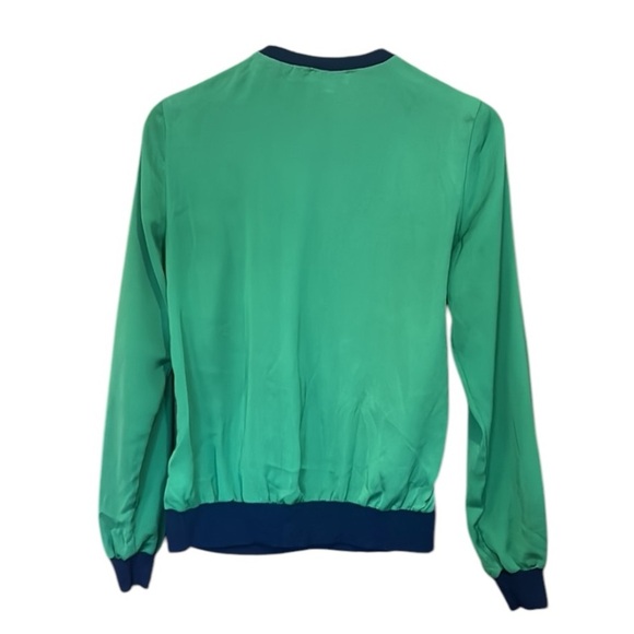 Phillip Lim Women's Small Sweater Color Block Navy Green Round Neck Top - Picture 2 of 9